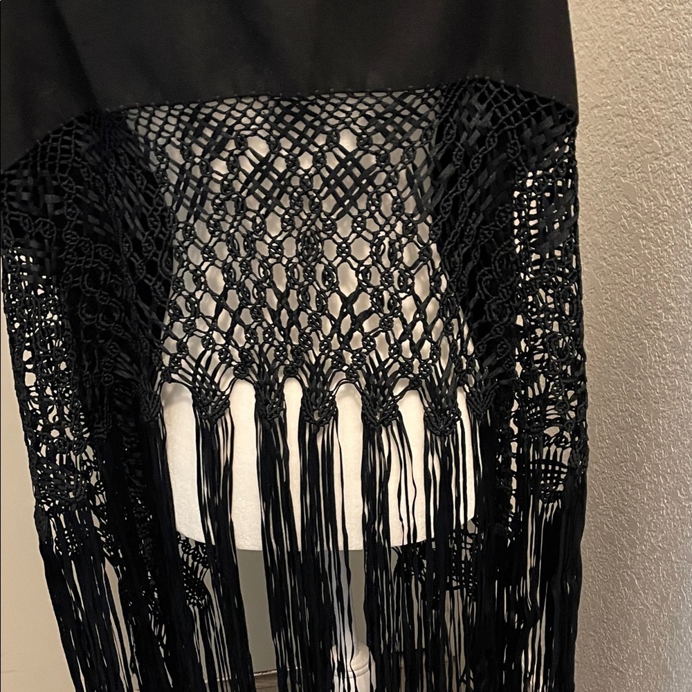 Source Unknown Black Fringe Wrap - image 3